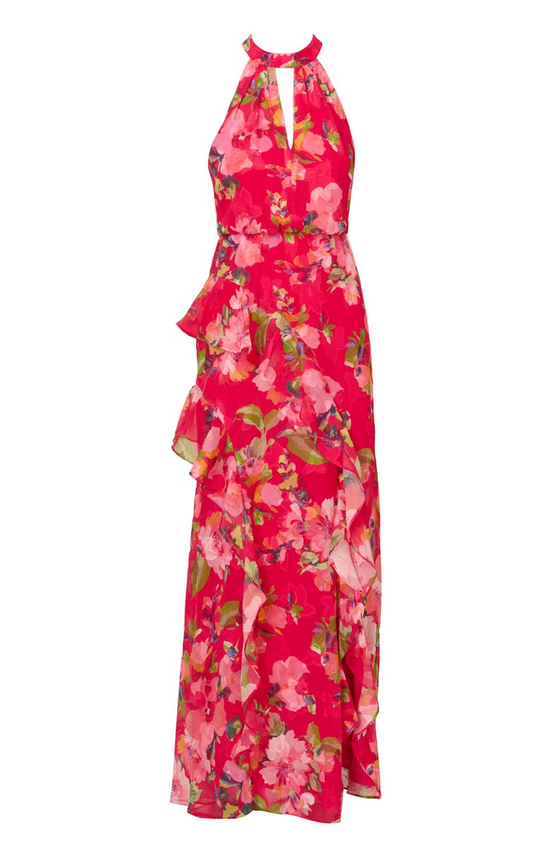 Adrianna Papell Floral Ruffle Mermaid Cocktail Dress, Alternate, color, 