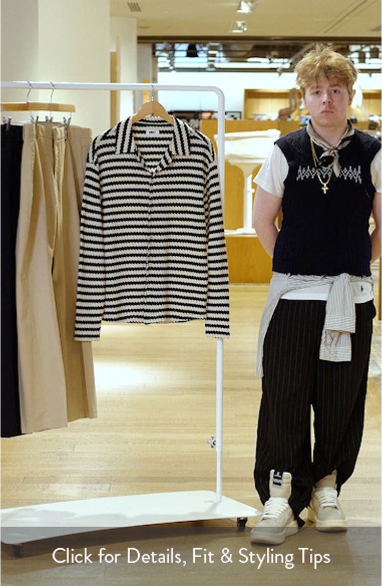 Chevron Stripe Jacquard Knit Button-Up Shirt, sales video thumbnail