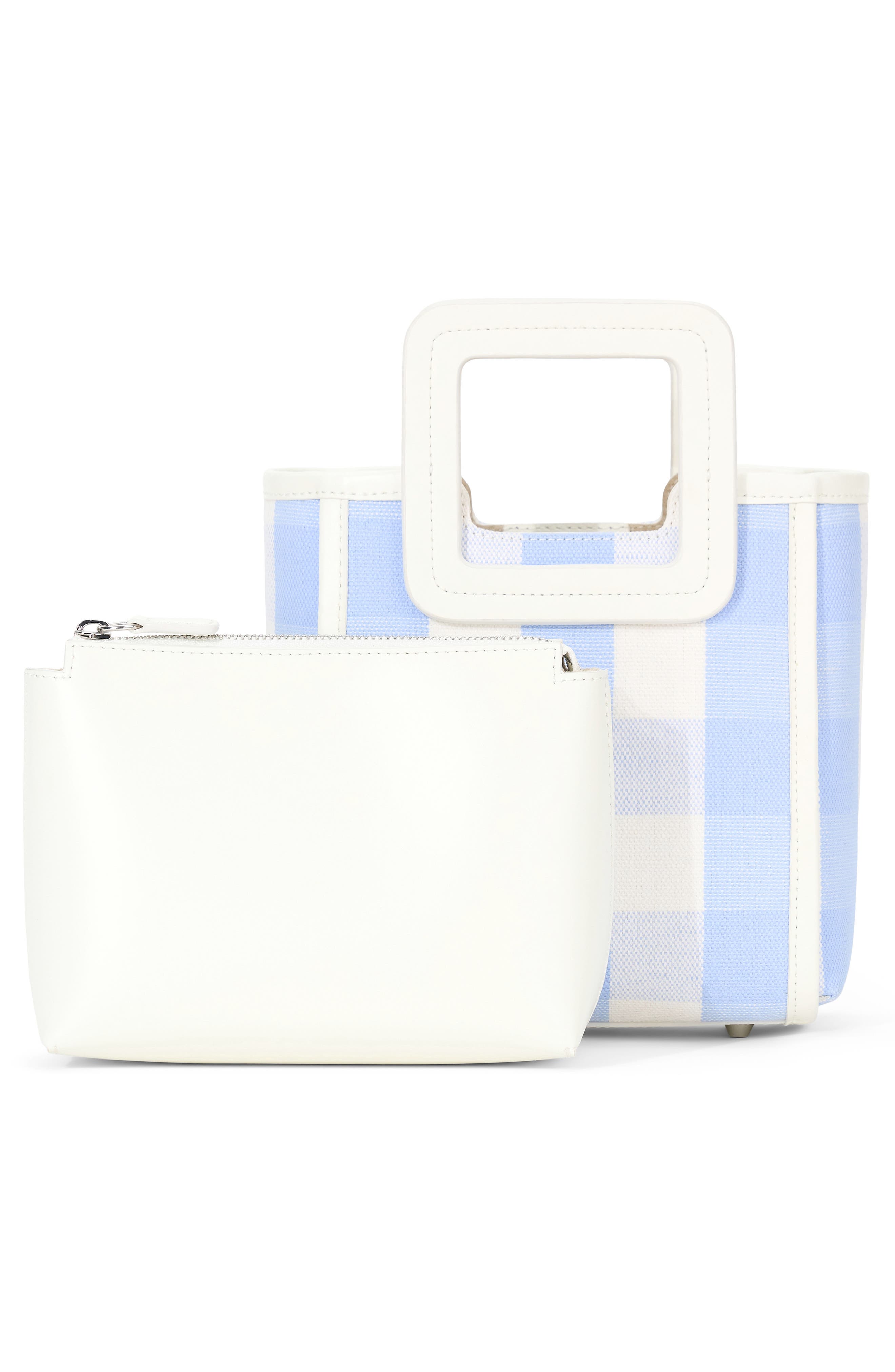 STAUD Mini Shirley Gingham Canvas Satchel, Alternate, color, 
