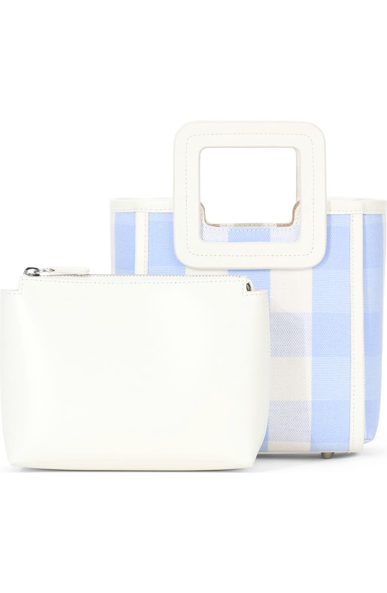 STAUD Mini Shirley Gingham Canvas Satchel, Alternate, color,