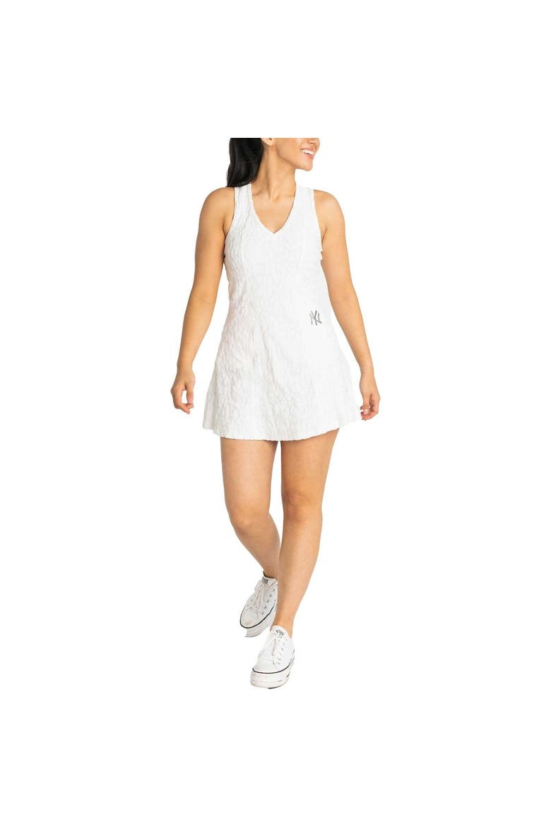 Women's Lusso White New York Yankees Tess Cheetah V-Neck Racerback Dress, Main, color, White