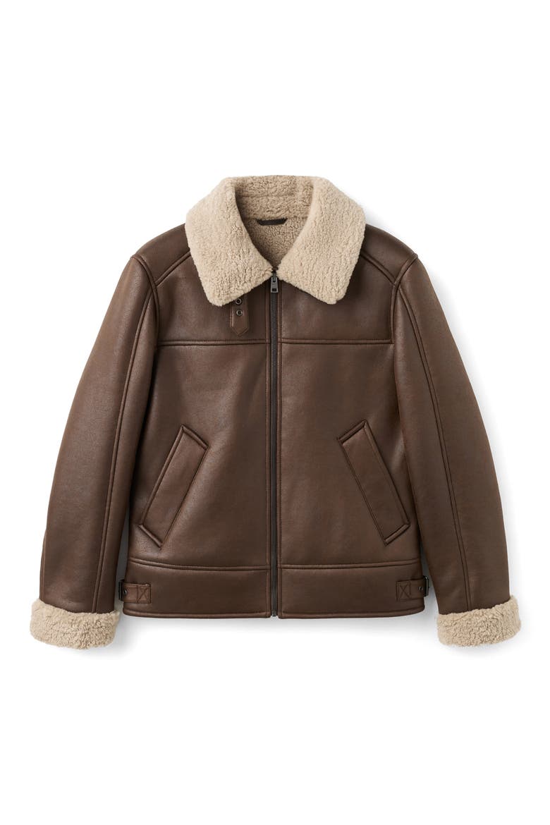 Faux Shearling Jacket, Alternate, color, TOBACCO BROWN