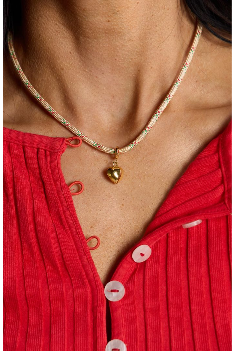 Puffy Heart Charm, Alternate, color, Gold