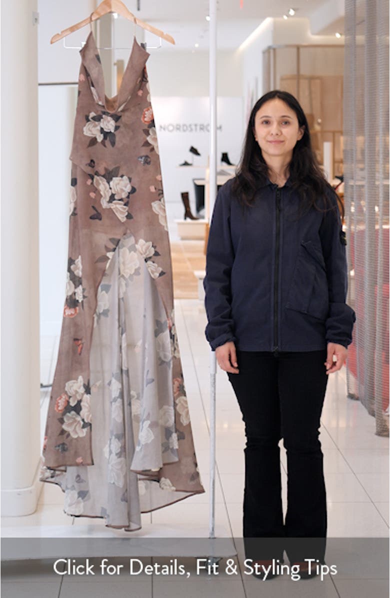 Cairo Floral Plunge Halter Neck Gown, sales video thumbnail