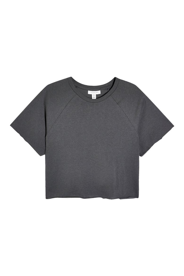 Raglan Crop T-Shirt, Alternate, color, CHARCOAL