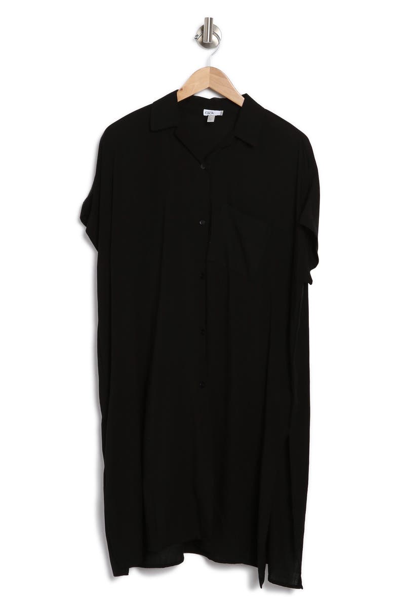 NORDSTROM RACK Everyday Button-Down Beach Cover-Up Tunic, Alternate, color, Black