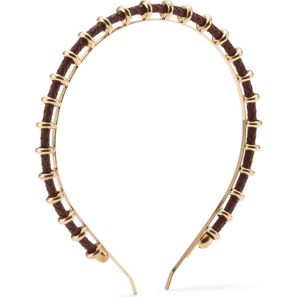 Lelet Ny Bentley Braided Leather Headband In Gold