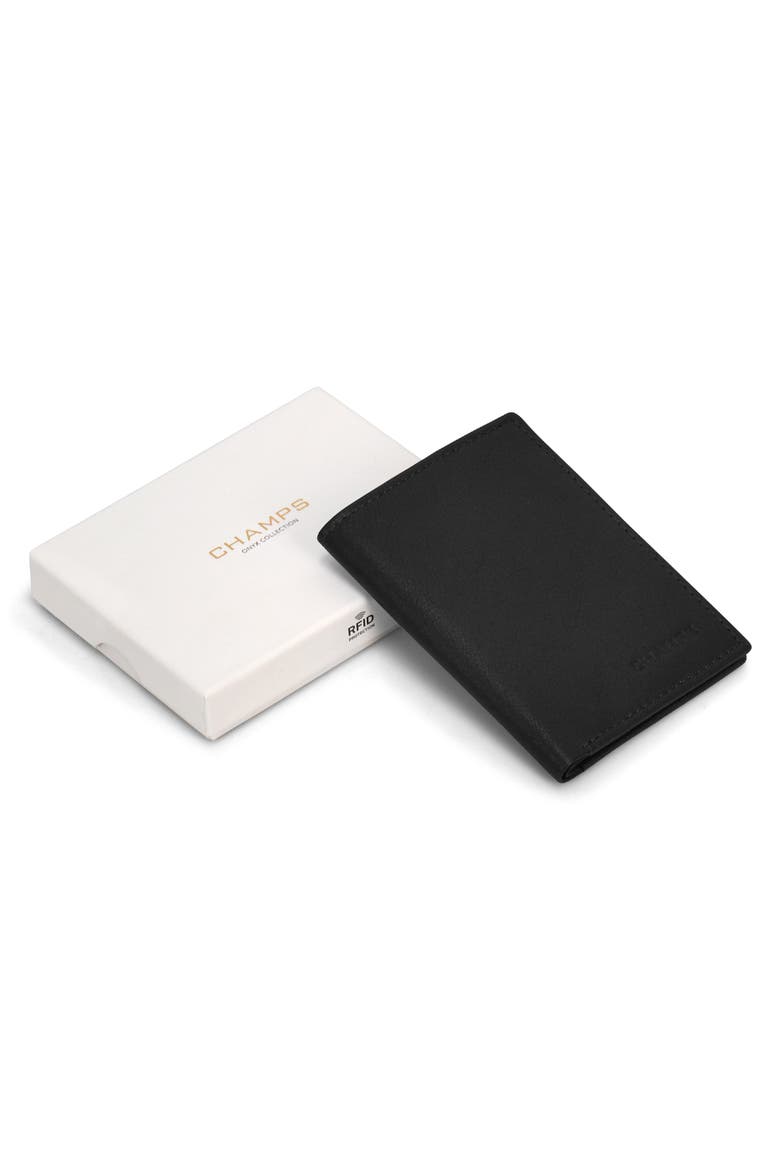 Onyx Leather RFID Vertical Slim Wallet, Alternate, color, BLACK