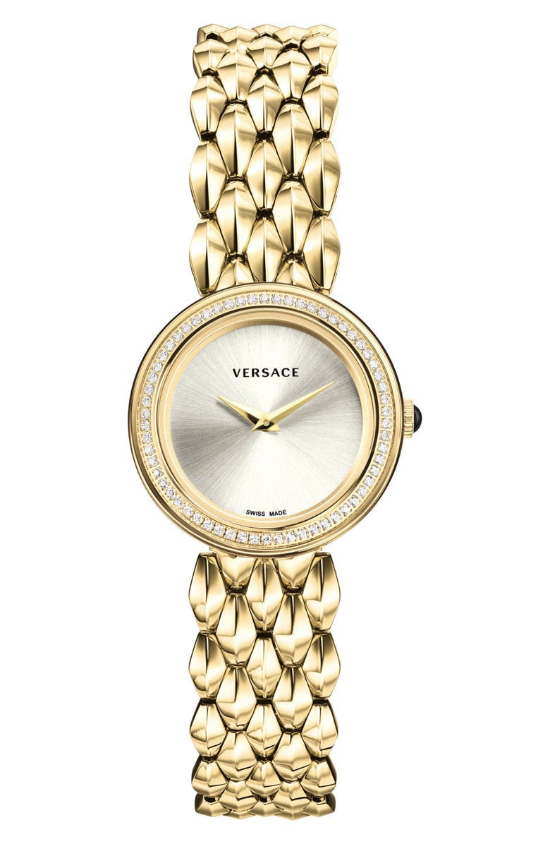 Versace V-Flare Diamond Dial Bracelet Watch, 28mm, Main, color, 