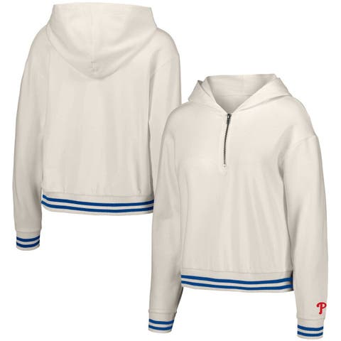 Women's Lusso  White Philadelphia Phillies Magnolia Tri-Blend Quarter-Zip Hoodie