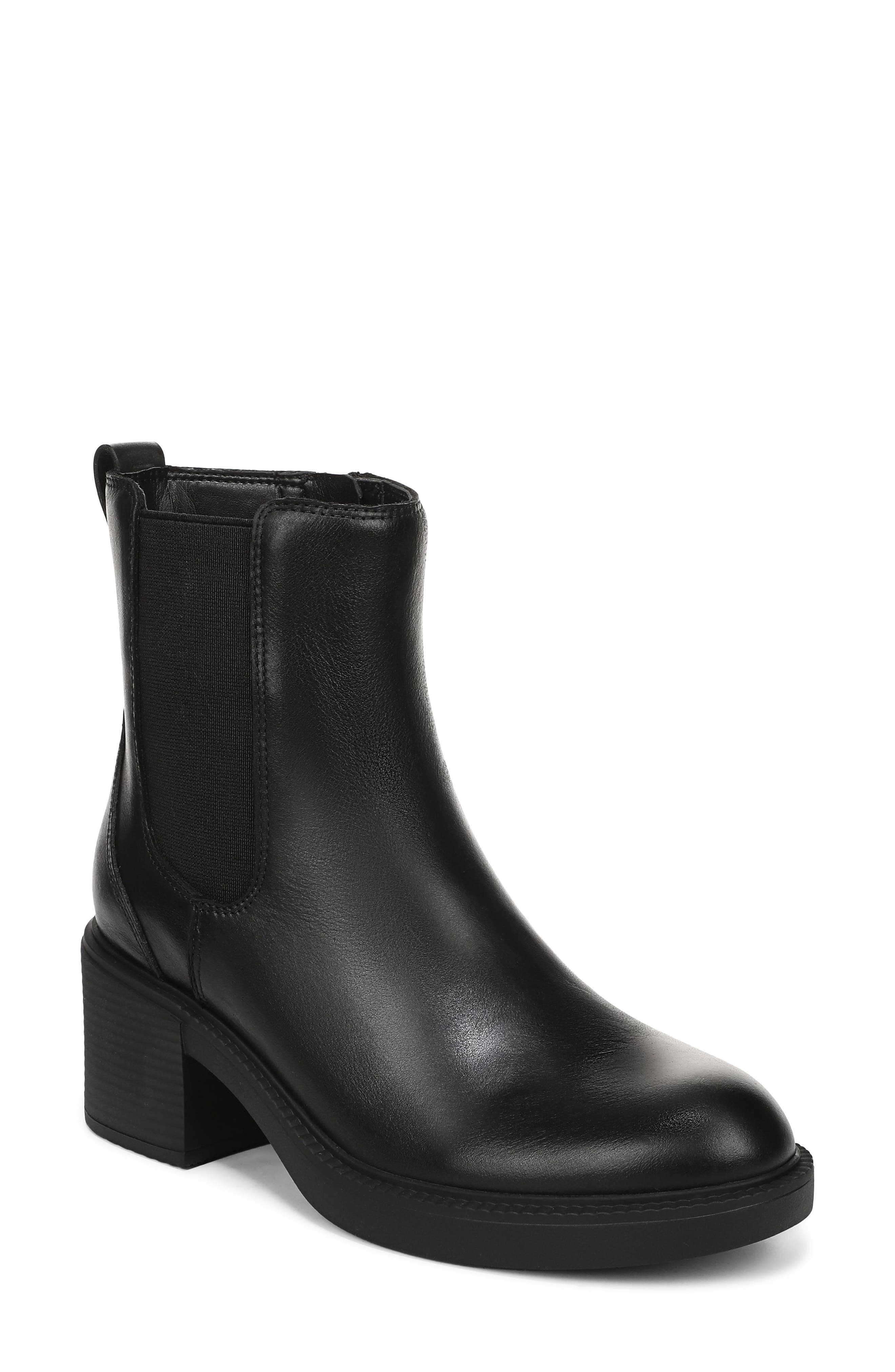 Tallulah Leather Bootie, Main, color, BLACK LEATHER