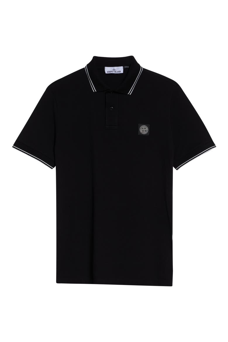 Tipped Stretch Cotton Polo, Main, color, V0029 BLACK