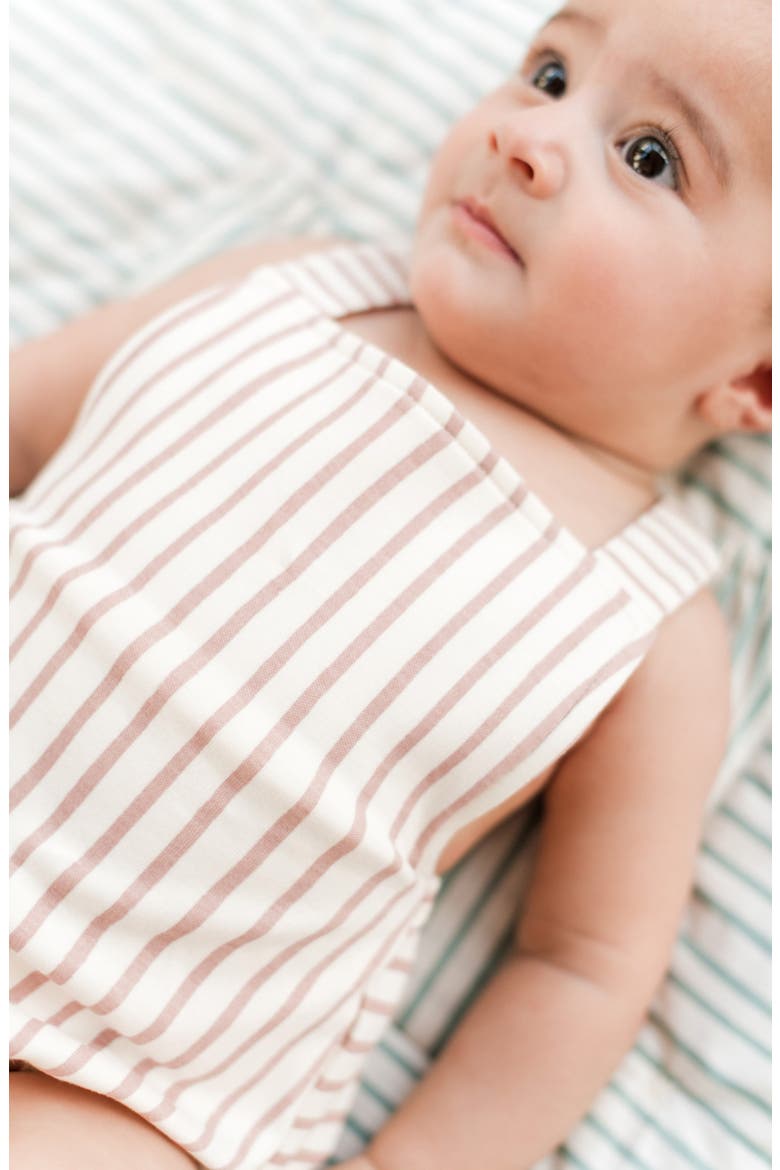 Crisscross Organic Cotton Bodysuit, Alternate, color, STRIPES AWAY PEONY