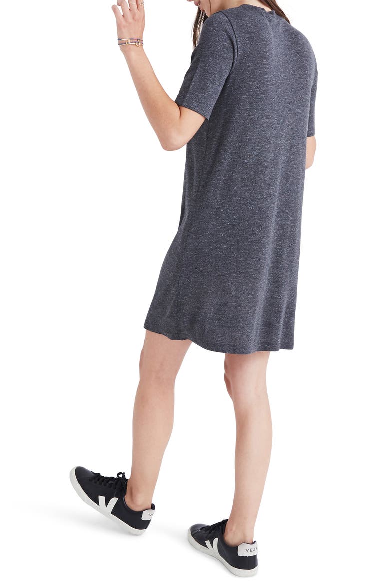 Mock Neck Boxy T-Shirt Dress, Alternate, color, HEATHER BLACK