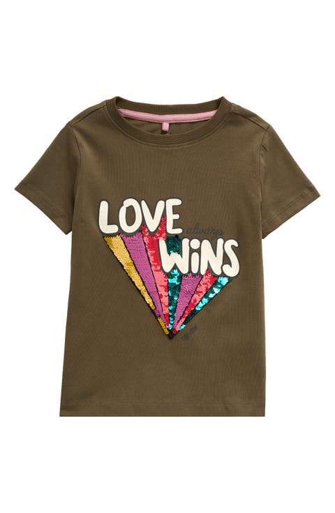Kids' Love Wins Sequin Cotton Graphic T-Shirt (Little Kid & Big Kid)