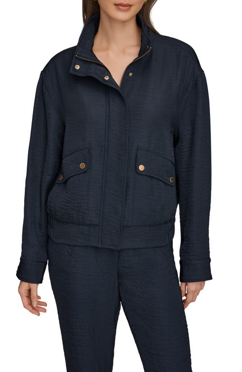Donna Karan New York Ripple Zip Jacket In Blue