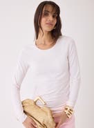 Majestic Filatures Soft Touch Long Sleeve Merrow Edge Boatneck T-Shirt