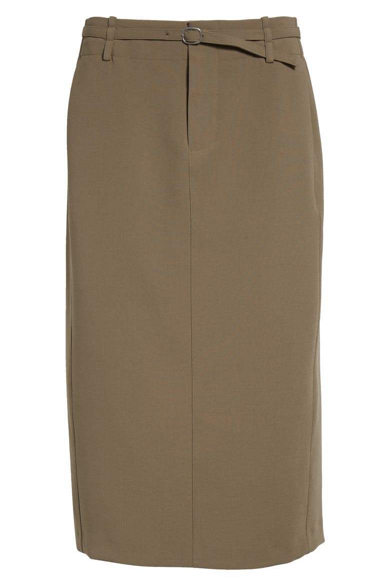 Belted Pencil Skirt, Alternate, color, OAK MOSS