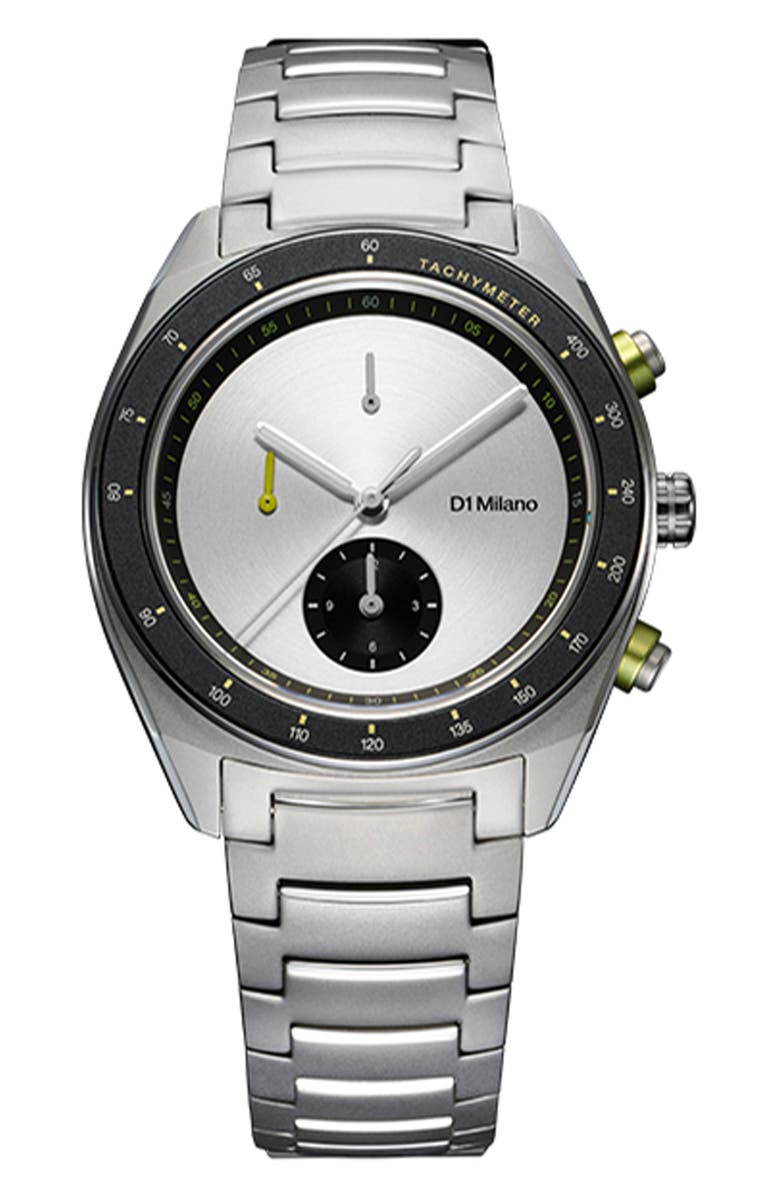D1 Milano Essential White Chronograph Bracelet Watch, 40mm, Main, color, Silver