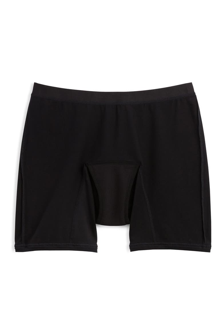 First Line Stretch Cotton Period 9-Inch Boxer Briefs, Main, color, BLACK