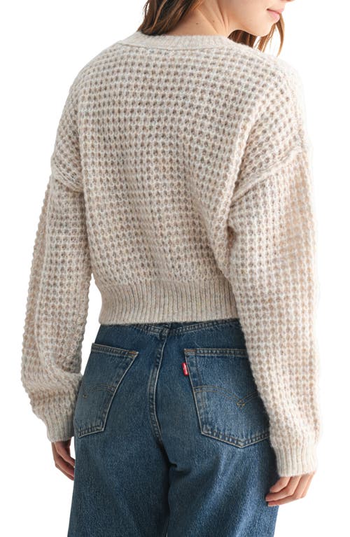 Lush Waffle Knit Crop Sweater In Neutral