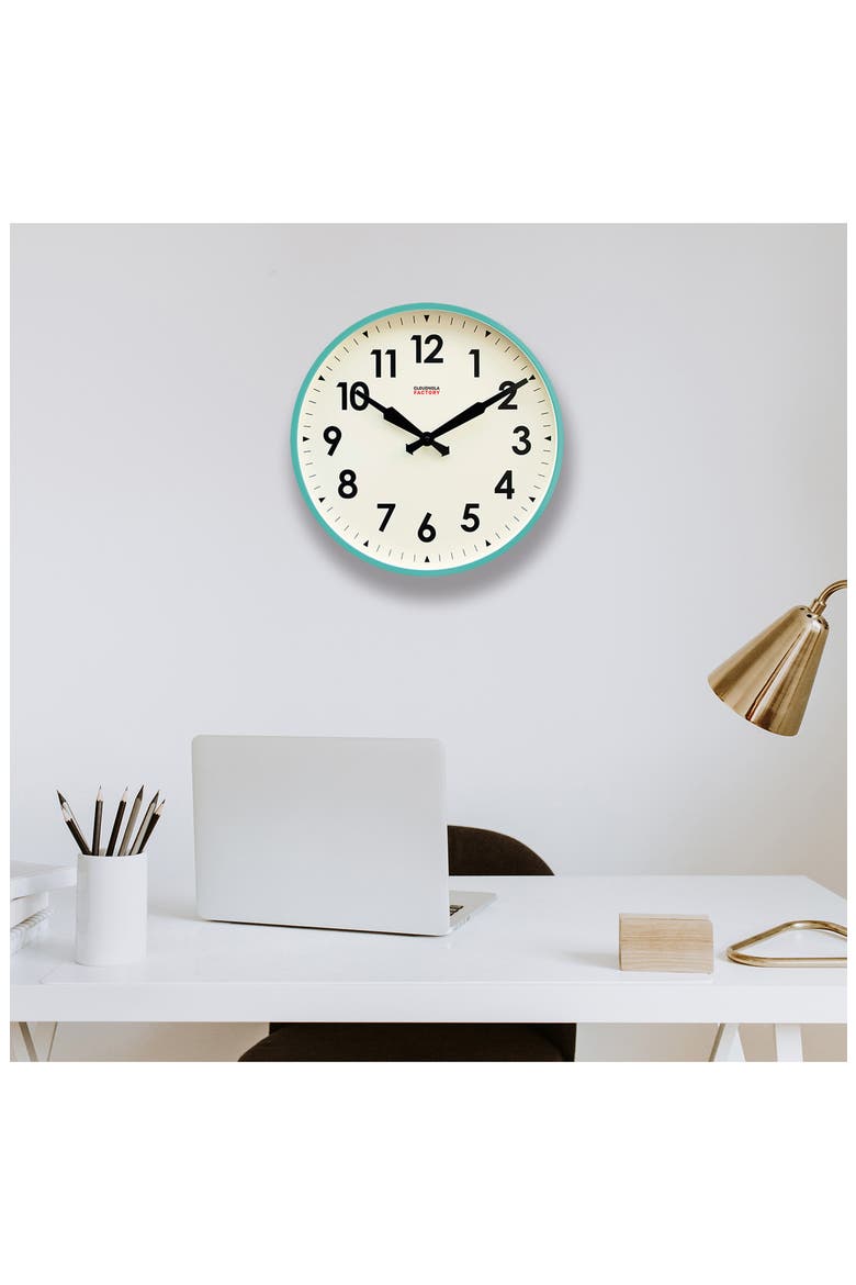 Factory Wall Clock (Nordstrom Exclusive), Alternate, color, TURQUOISE