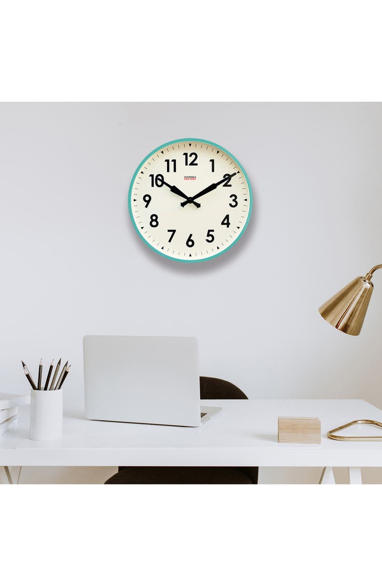 CLOUDNOLA Factory Wall Clock, Alternate, color, Turquoise