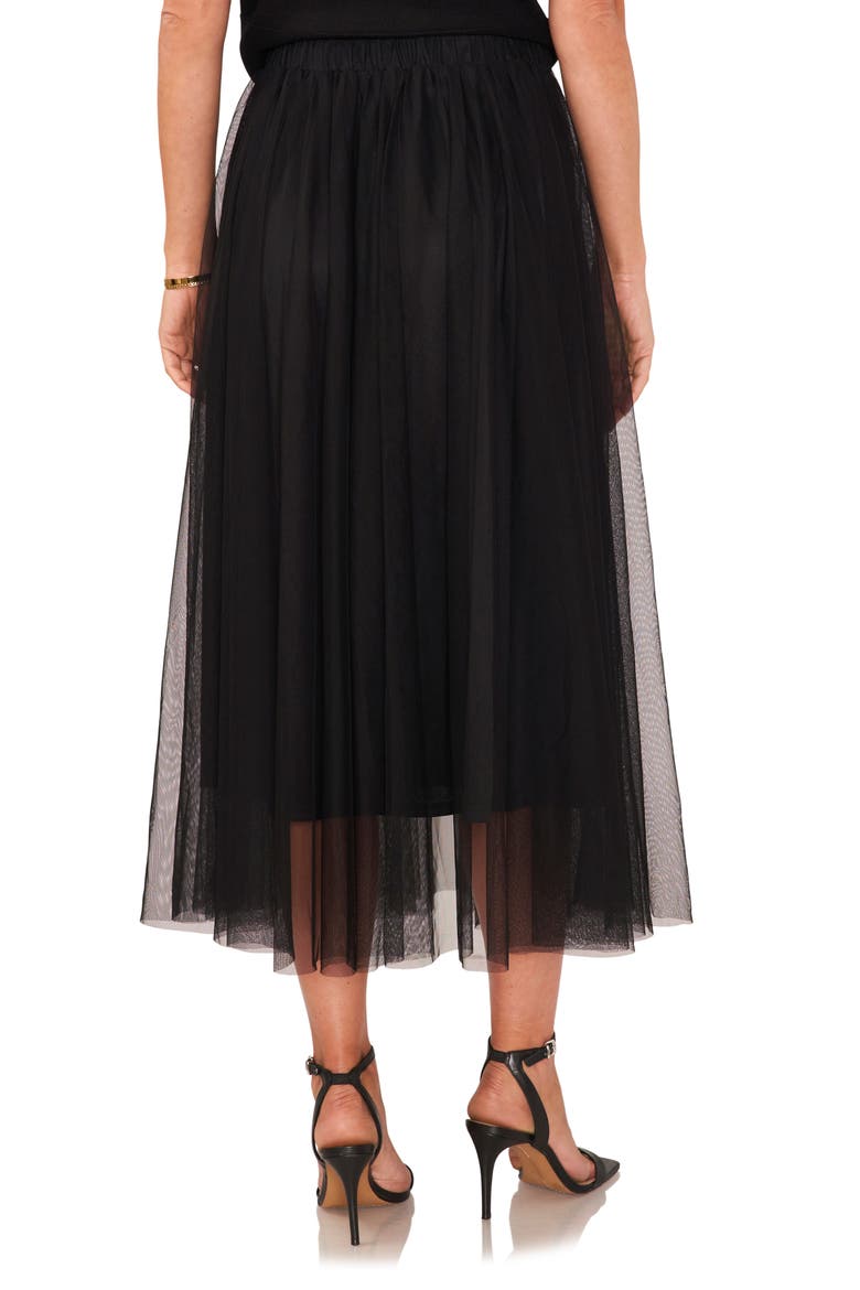 Pleated Mesh Midi Skirt, Alternate, color, RICH BLACK