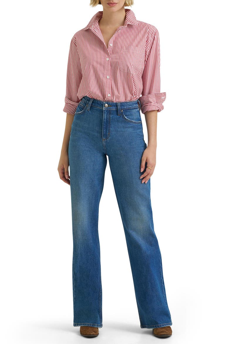 Retro High Waist A-Line Wide Leg Jeans, Alternate, color, BLUE BIZARRO