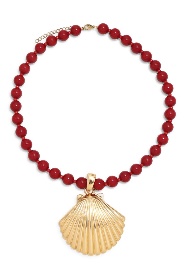 Creek Shell Pendant Necklace, Main, color, RED/ GOLD