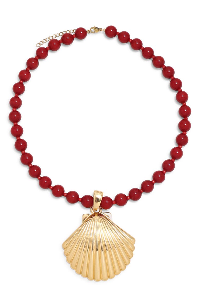 Petit Moments Creek Shell Pendant Necklace, Main, color, Red/ Gold