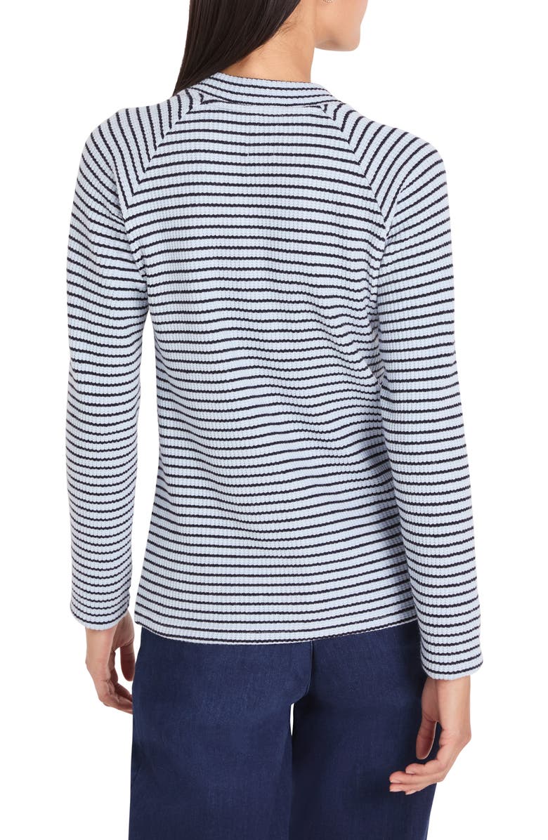 NIC+ZOE Stripe Thermal Split Neck Long Sleeve Top, Alternate, color, Blue Multi