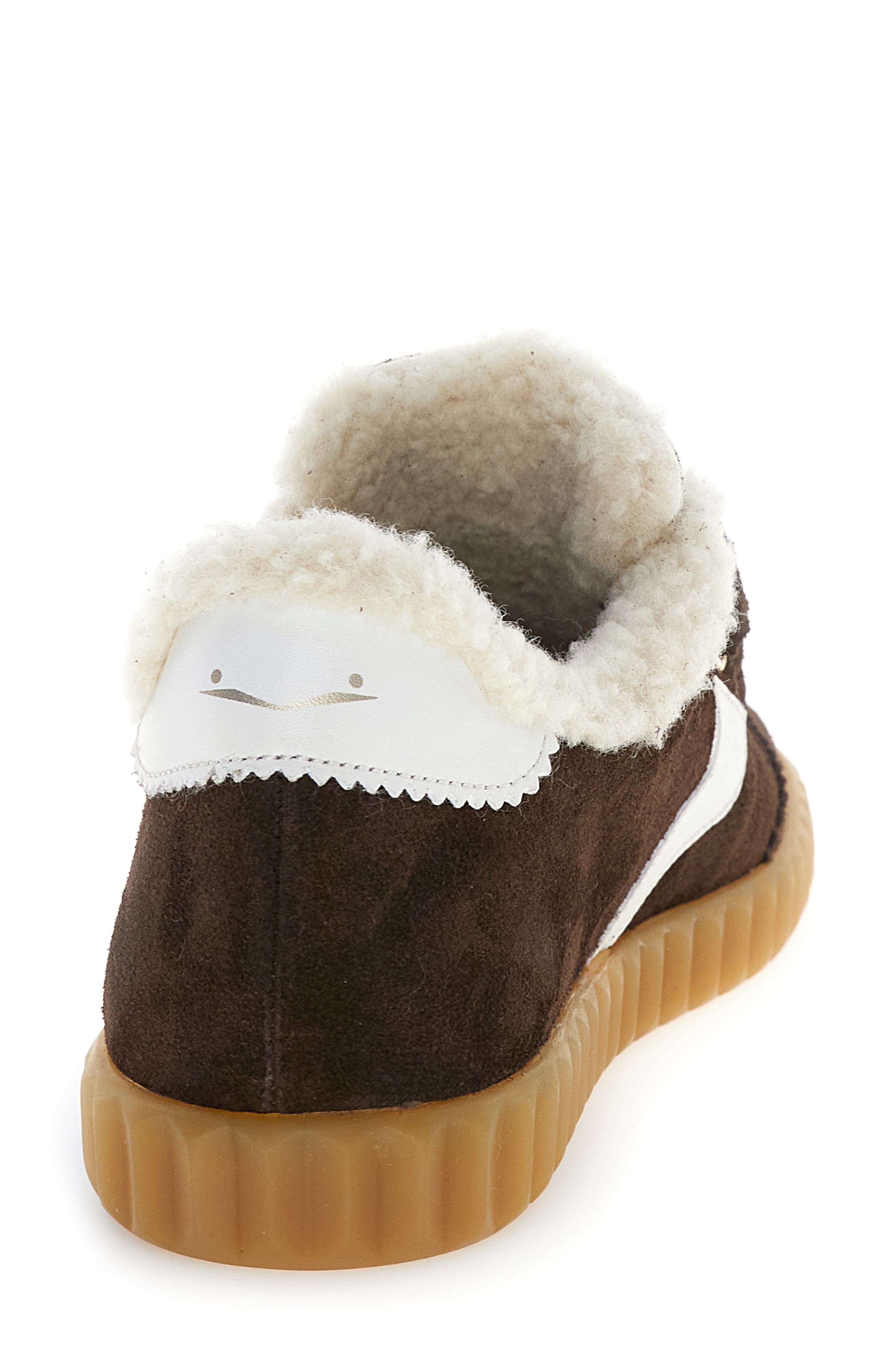 Voile Blanche Ines Faux Shearling Sneaker, Alternate, color, Dk Brown