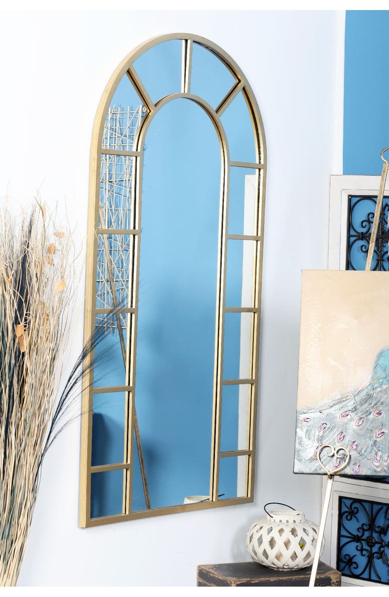 SONOMA SAGE HOME Goldtone Metal Windowpane Inspired Wall Mirror with Arched Top, Alternate, color, 