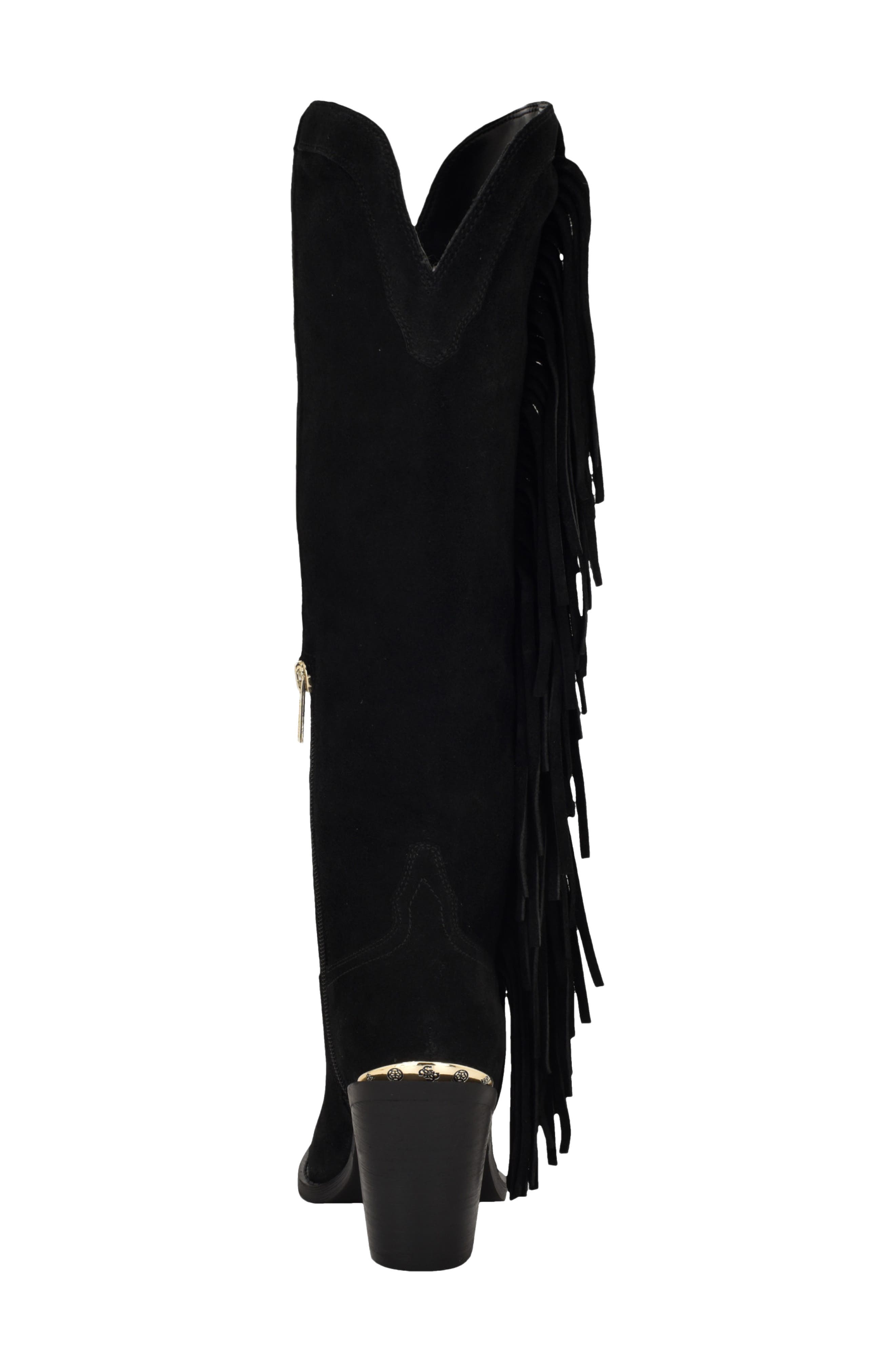 GUESS Sashlee Pointed Toe Western Boot, Alternate, color, Black