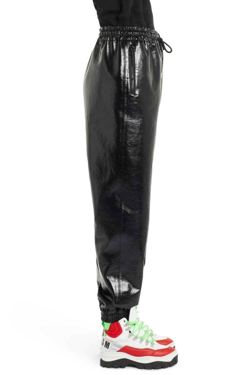MSGM Faux Patent Leather Joggers, Alternate, color,