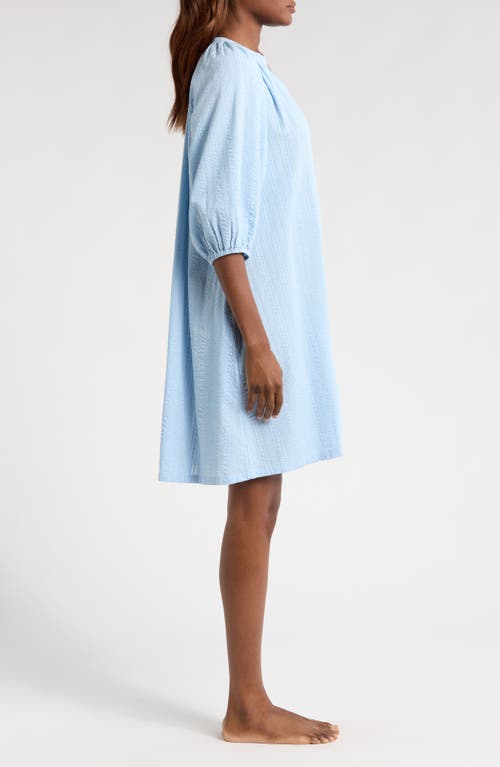Nordstrom Long Sleeve Seersucker Nightgown In Blue Windsurfer