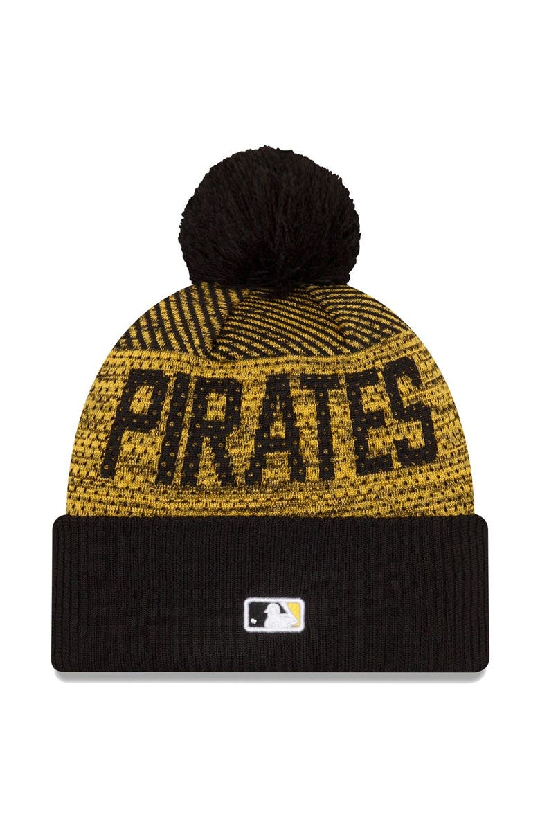New Era Men's New Era Black Pittsburgh Pirates Authentic Collection Sport Cuffed Knit Hat with Pom, Alternate, color, Black