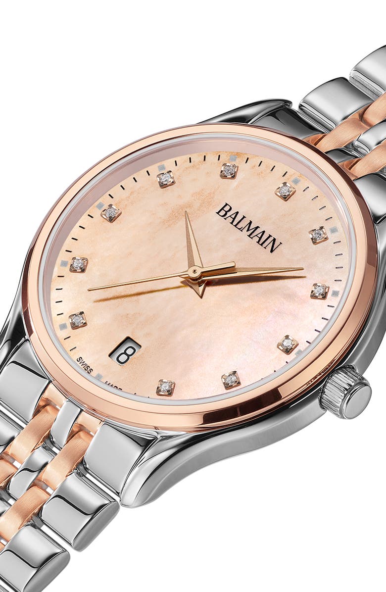 BALMAIN WATCHES Beleganza Diamond Bracelet Watch, 32mm, Alternate, color, Bicolor Stainless Steel And R