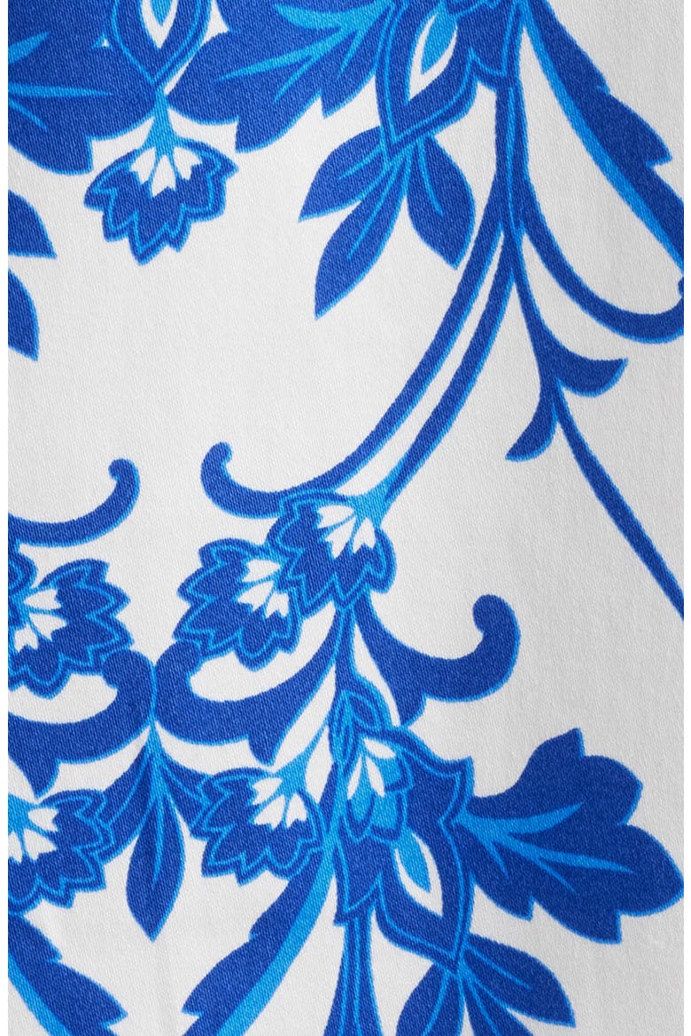 Floral Print Cap Sleeve Midi Dress, Alternate, color, PALACE BLUE/ PEARL WHIT