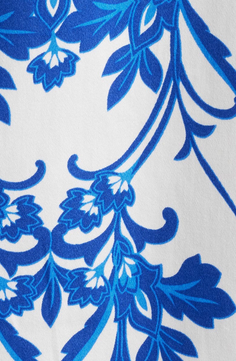 Anne Klein Floral Print Cap Sleeve Midi Dress, Alternate, color, Palace Blue/ Pearl Whit