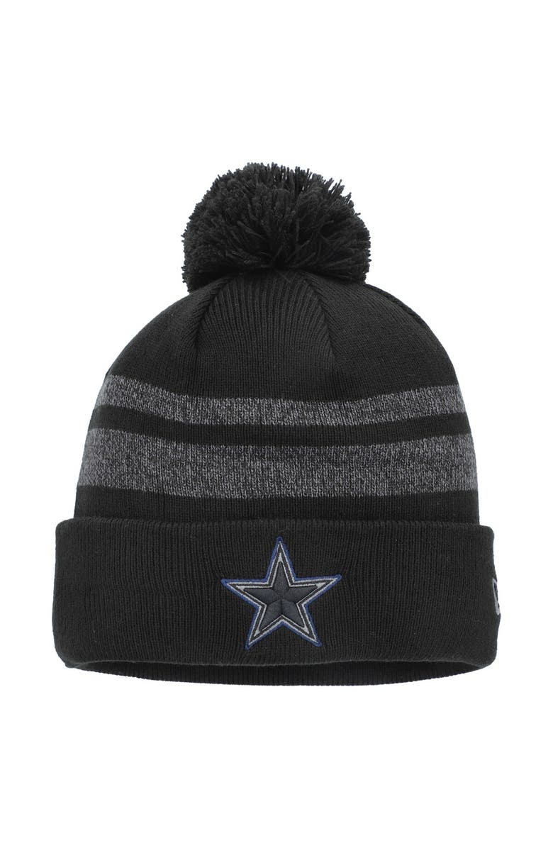 New Era Men's New Era Black Dallas Cowboys Dispatch Cuffed Knit Hat with Pom, Main, color,