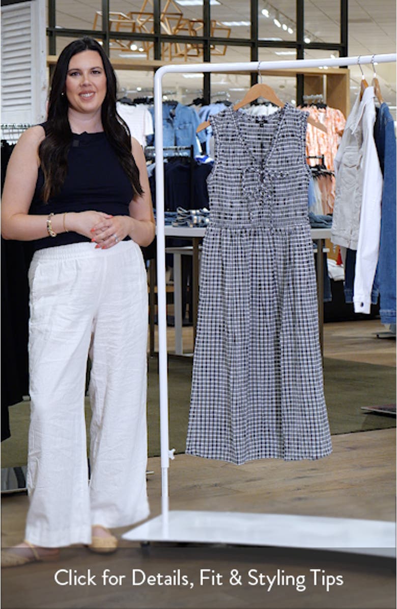 Adine Check Seersucker Midi Sundress, sales video thumbnail