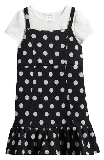 Iris & Ivy Kids' Dot Double Knit Top, Jumper & Scrunchies Set In Black