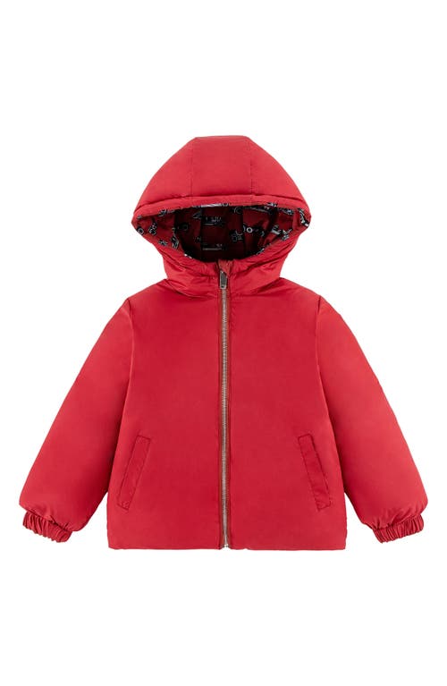 Calonie Kids' Alex Reversible Down Hooded Puffer Jacket In Red