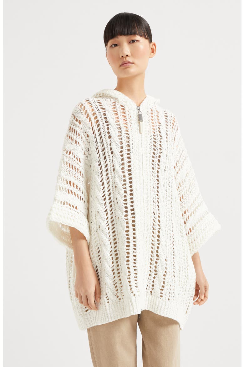 Cable & Mesh cardigan, Alternate, color, Panama