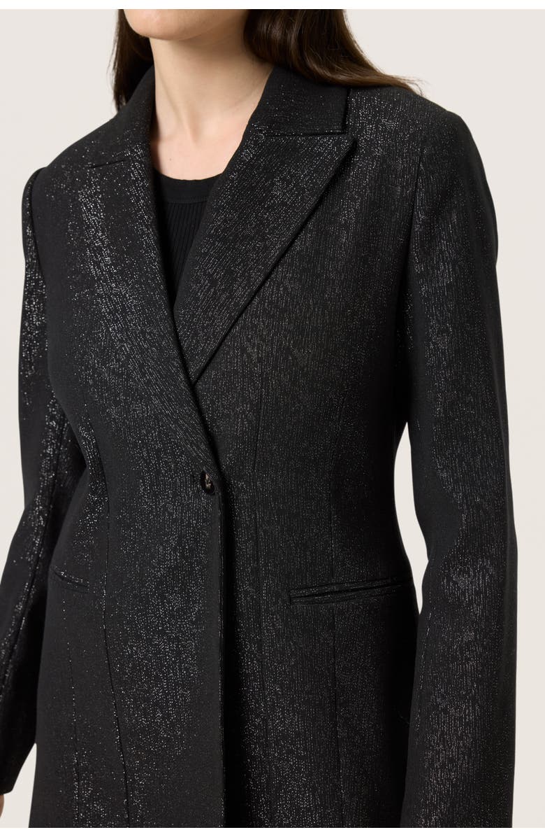 Soaked in Luxury SLCahlina Single-breasted Glitter Blazer, Alternate, color, Gun Metal