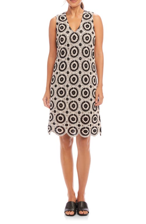 Shop Karen Kane Open Stitch Shift Dress In Natural/black