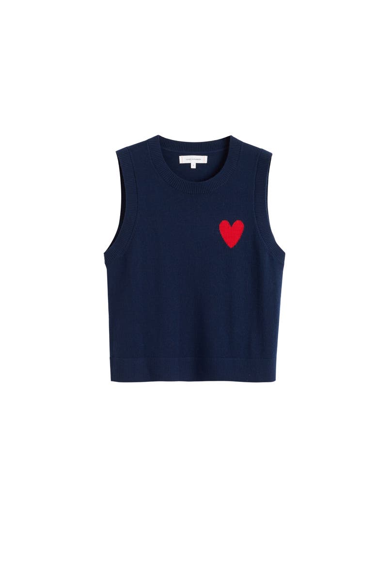 Chinti & Parker Pure Merino Heart Breton Tank, Alternate, color, Navy
