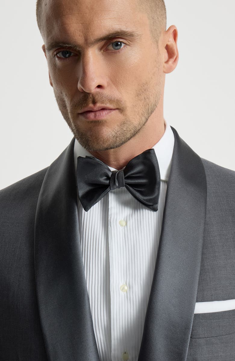 Brunello Cucinelli Cotton and silk satin bow tie, Alternate, color, Anthracite